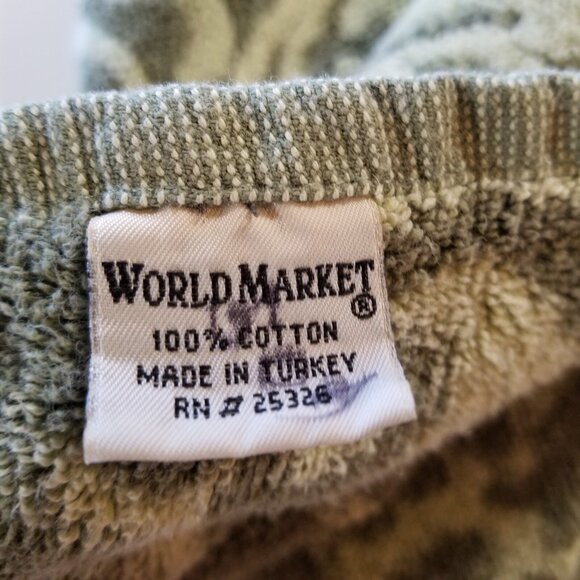 Vintage World Market Hand Towel 17" x 25" Sculpted 70s Avocado Green MCM - Picture 12 of 15